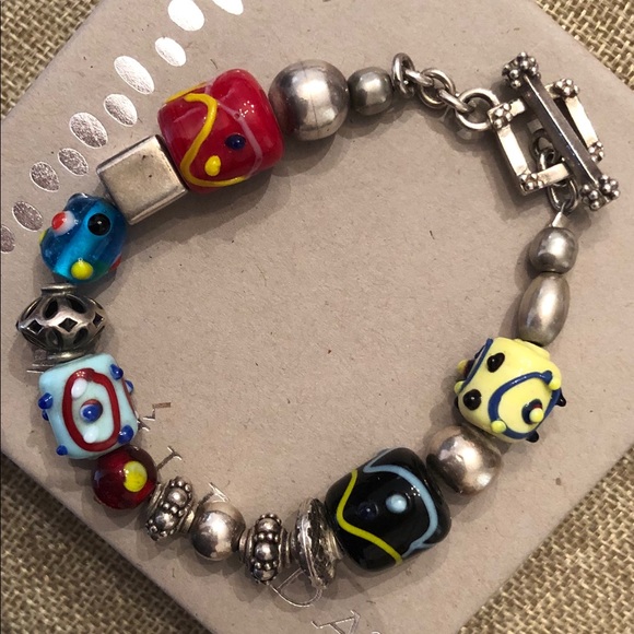 Silpada Sterling Silver Lampwork Glass Bead Toggle Clasp Bracelet B0871 - Picture 4 of 10